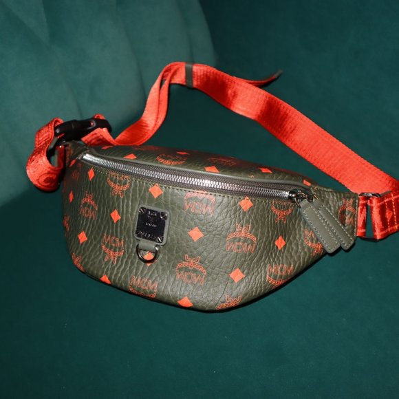 NEW MCM Skyoptic Visetos Small Fursten Belt Bag Diamond Cognac - Picture 4 of 10